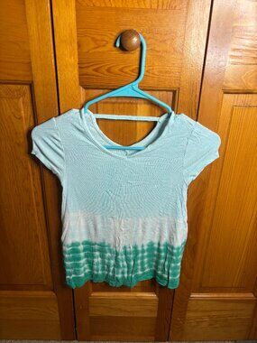 Justice Girls Blue and Green Tie Dye Top (Size 7)